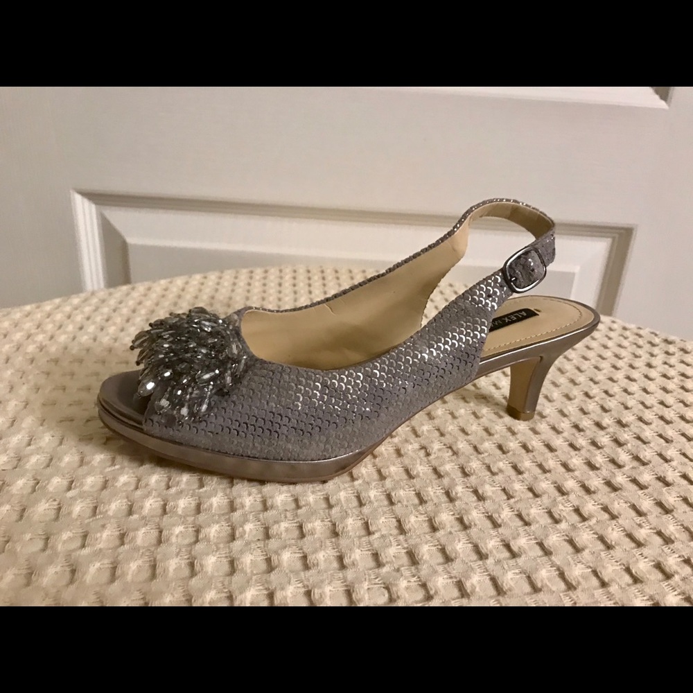 Alex Marie Shimmering Leather Beaded Slingback